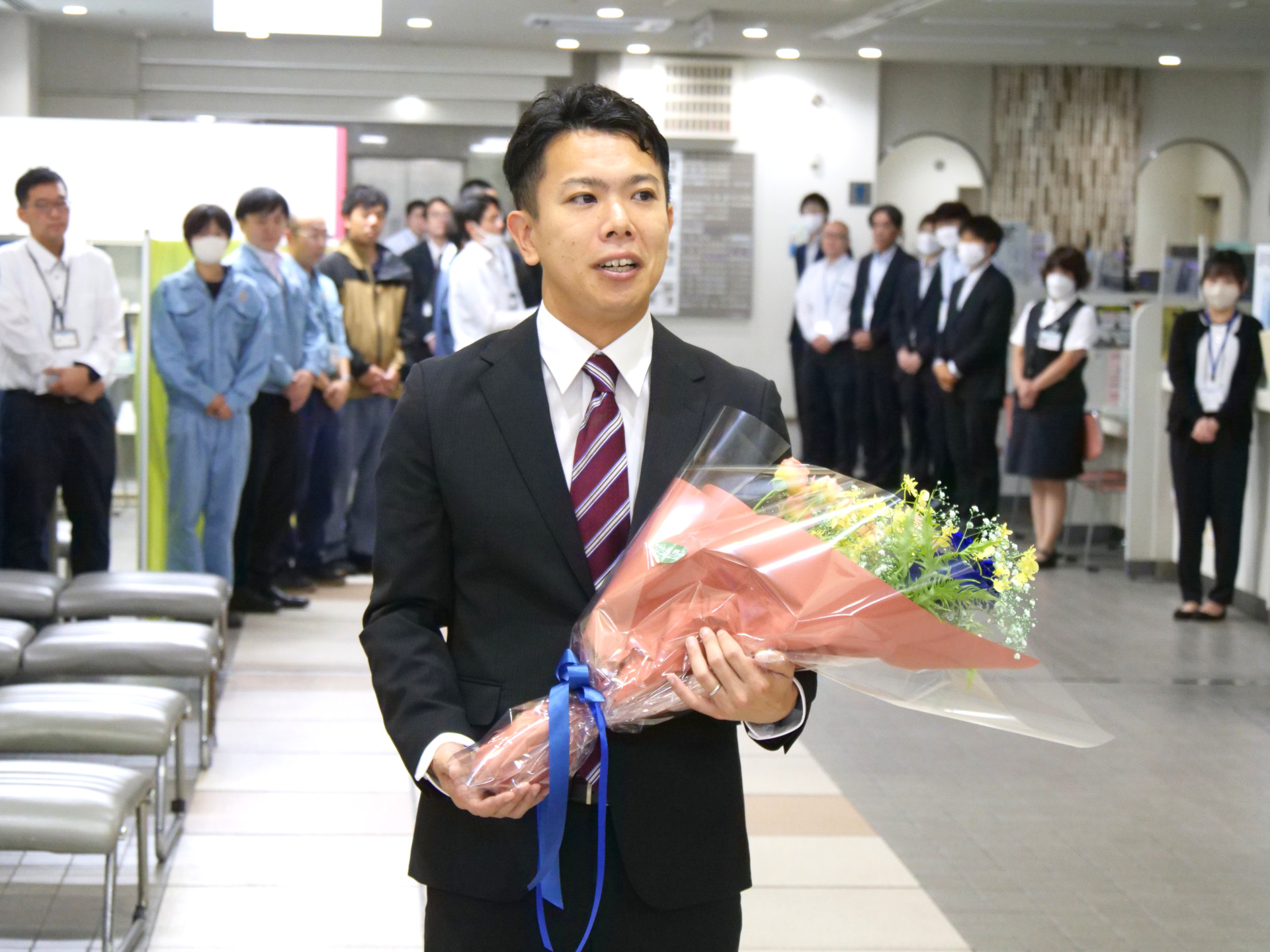 （画像）初登庁での茅町長あいさつ