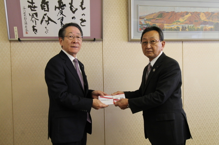 （写真）小野澤町長と馬場代表理事組合長